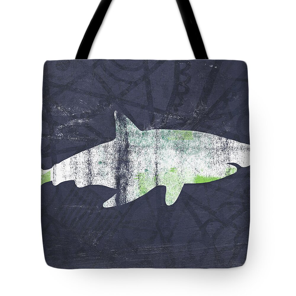Shark Tote Bag featuring the painting White Shark- Art by Linda Woods by Linda Woods