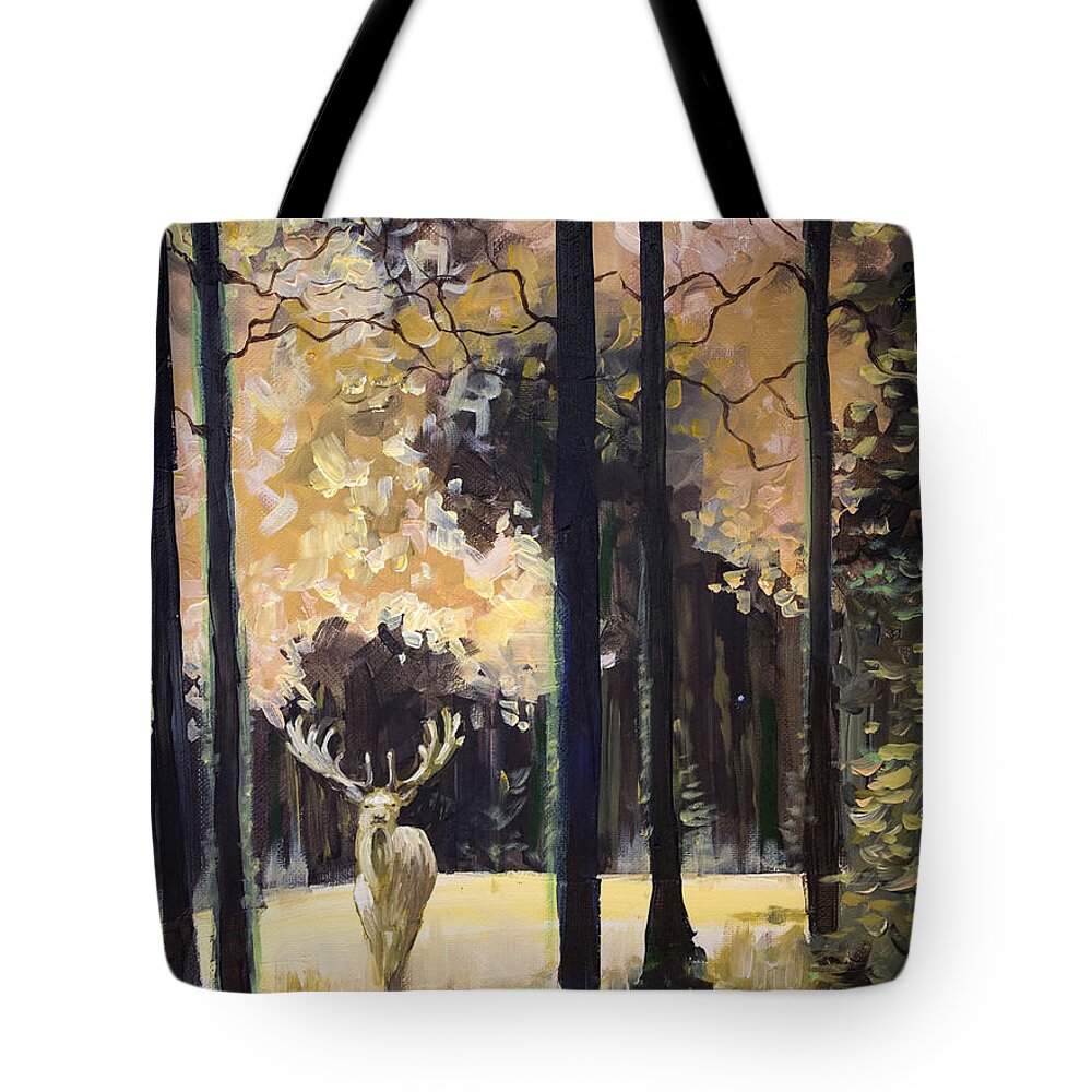 Melissa Herrin Tote Bag featuring the painting White Stag by Melissa Herrin
