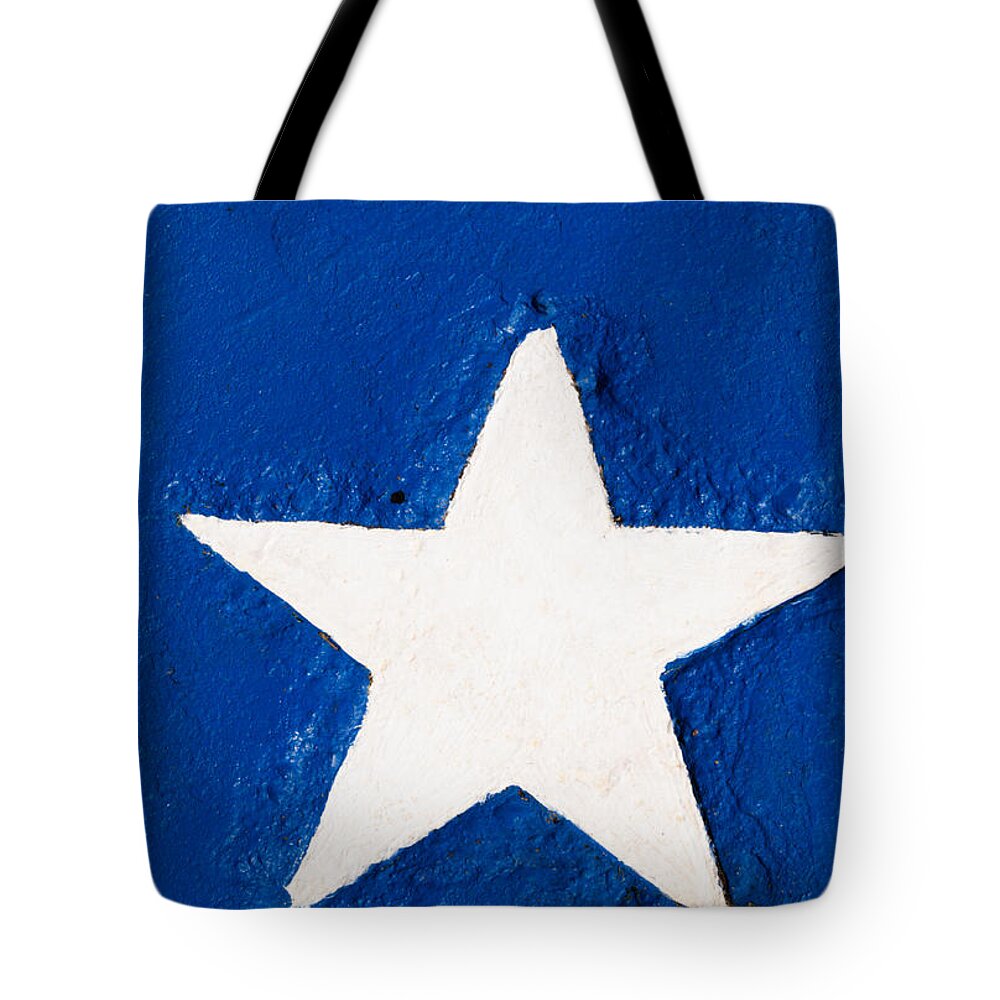 White Star Tote Bag featuring the photograph White Star on Blue by Tikvah's Hope