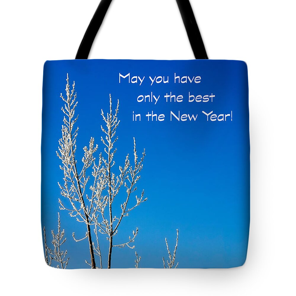 Season Tote Bag featuring the photograph White Tree New Year Card by Jerry Sodorff