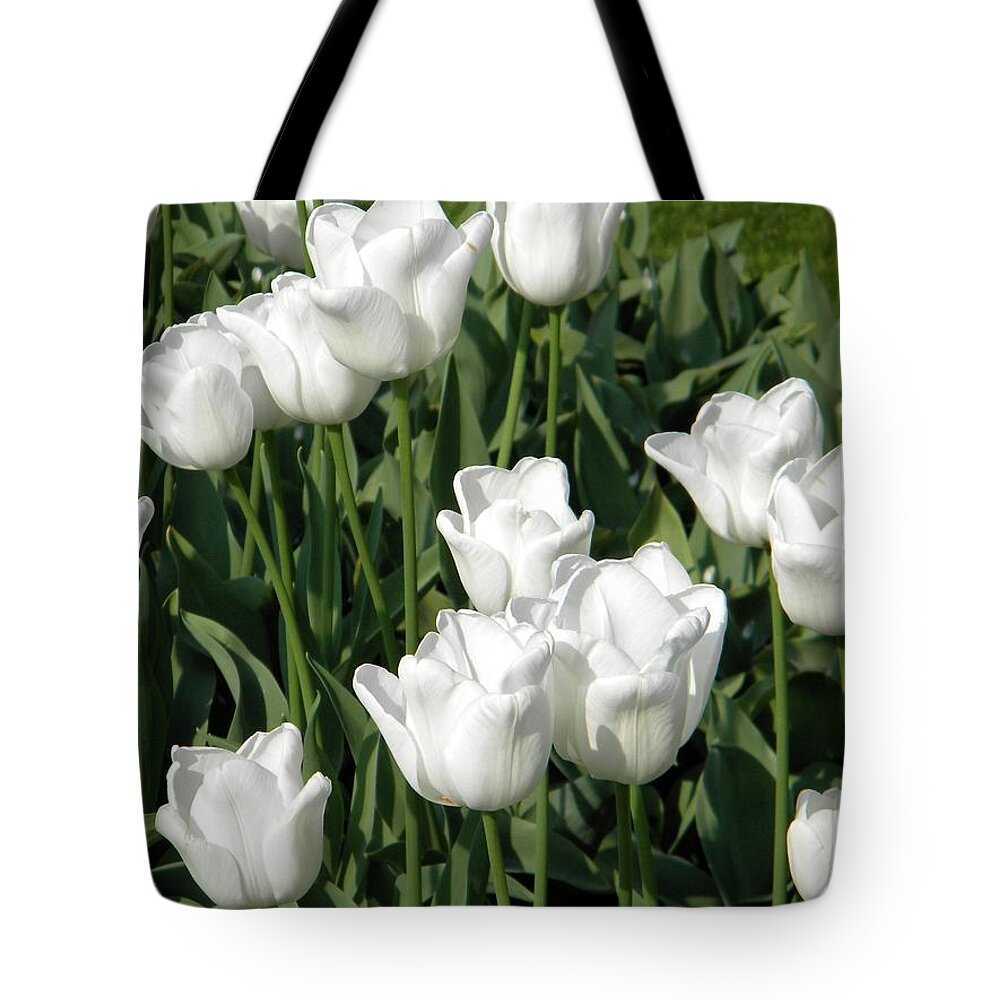 White Tulips Tote Bag featuring the photograph White tulips by Manuela Constantin