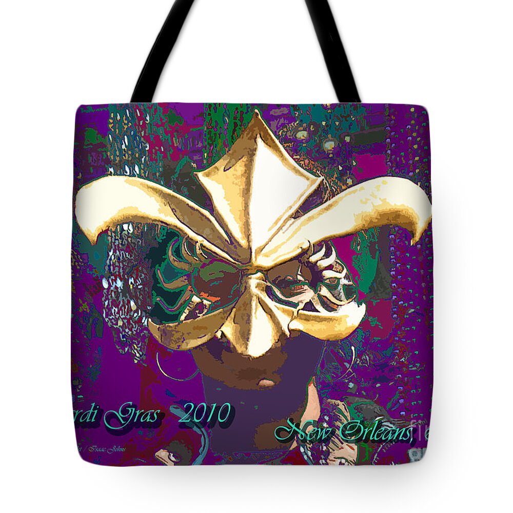 Mask Tote Bag featuring the digital art Who Dat Mardi Gras by Beverly Boulet