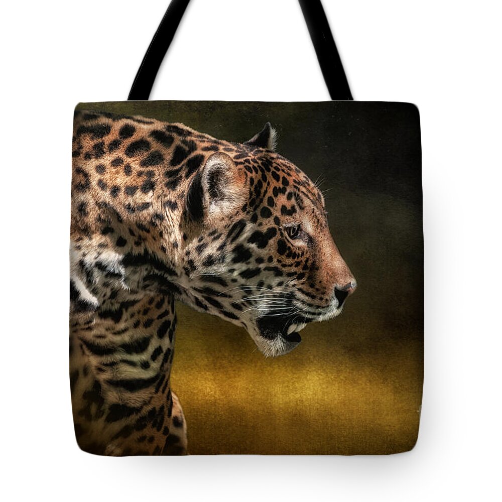 Jaguar Tote Bag featuring the photograph Who Goes There by Lois Bryan