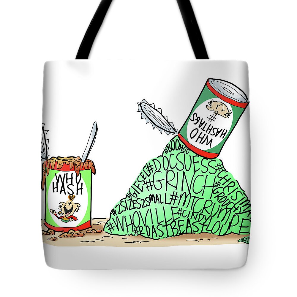 Christmas Tote Bag featuring the digital art Who Hashtags by Mark Armstrong