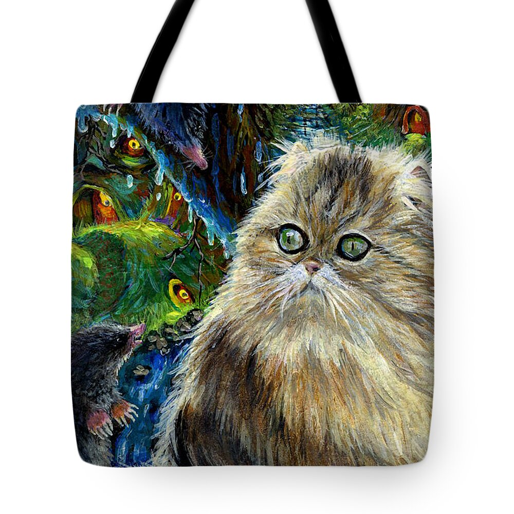 Cat Tote Bag featuring the painting Who Let the Cat In by Jacquelin L Vanderwood Westerman