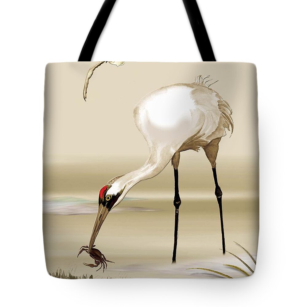 Crane Tote Bag featuring the painting Whooping Crane by Anne Beverley-Stamps