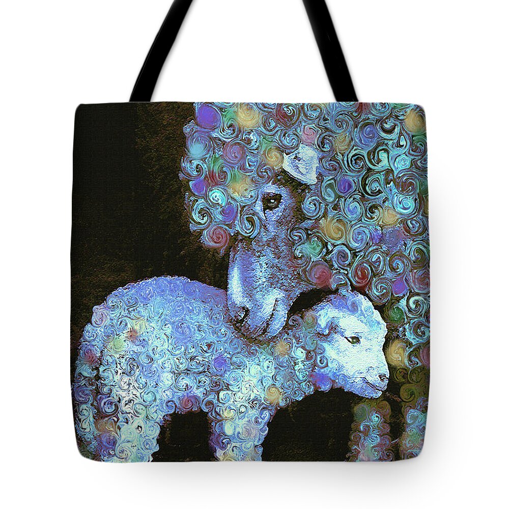 Lamb Tote Bag featuring the digital art Whose little lamb are you? by Jane Schnetlage