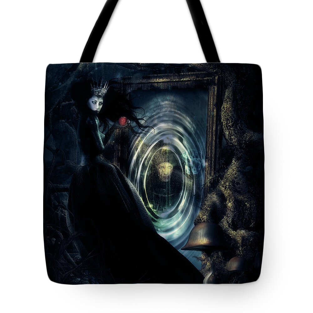 Wicked Queen Tote Bag featuring the mixed media Wicked Queen by Shanina Conway
