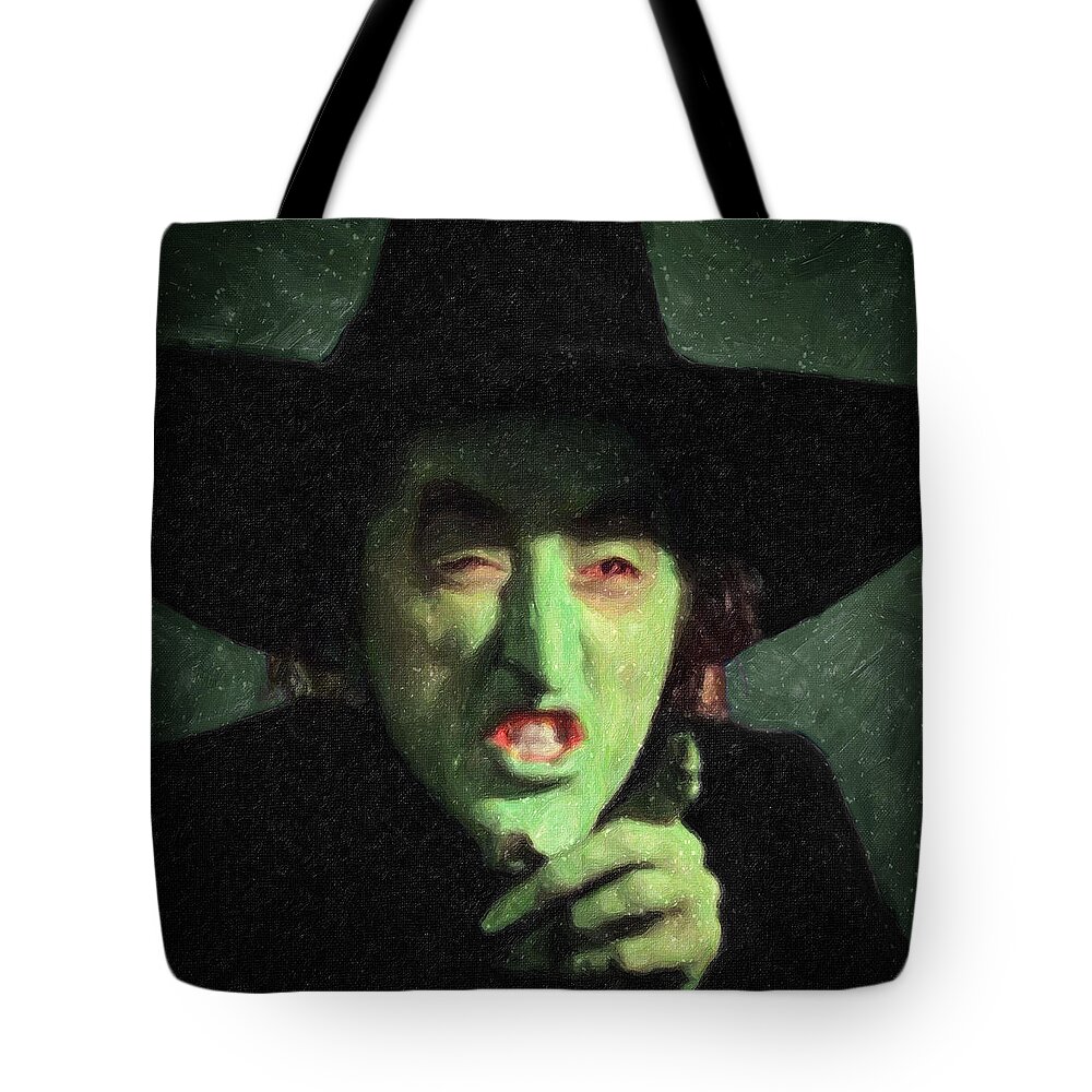 Wicked Witch Of The East Tote Bag featuring the painting Wicked Witch of the East by Hoolst Design
