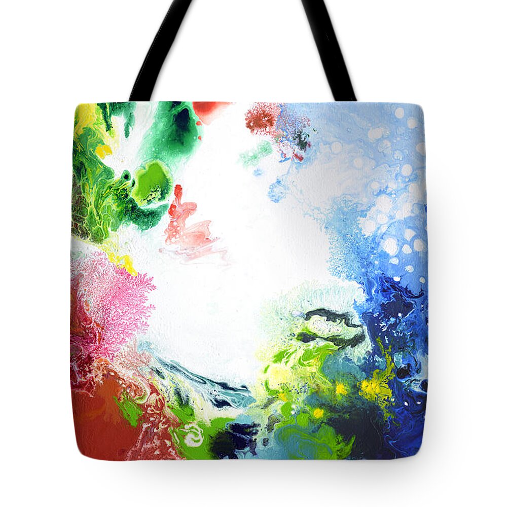 Abstract Tote Bag featuring the painting Wide Open by Sally Trace