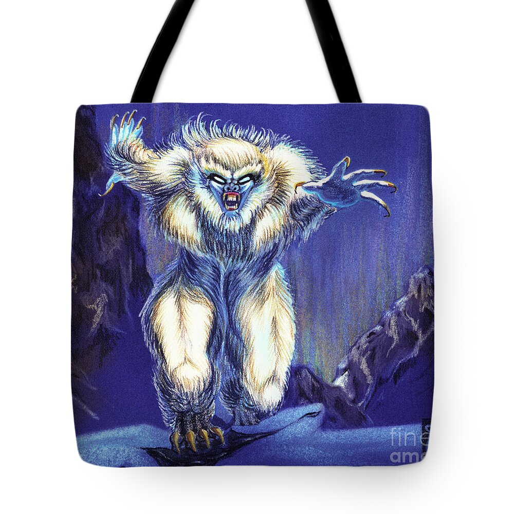  Ice Age Tote Bag featuring the painting Wiitigo by Melissa A Benson