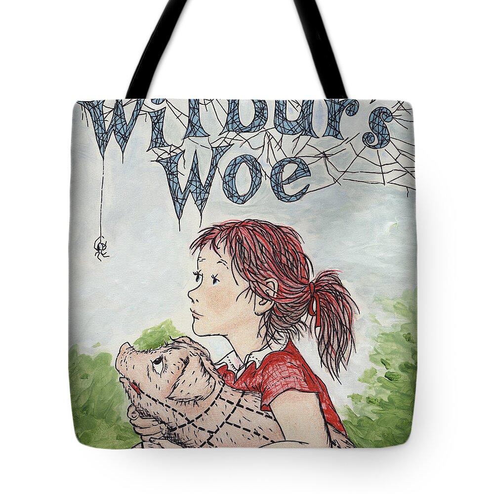 Wilbur Tote Bag featuring the painting Wilbur's Woe by Twyla Francois