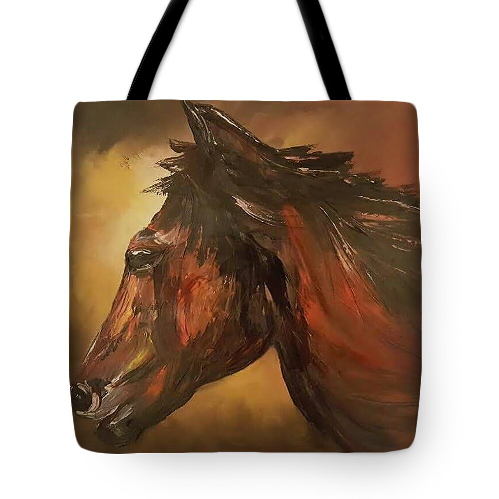 Horse Tote Bag featuring the painting Wild and Free          83 by Cheryl Nancy Ann Gordon