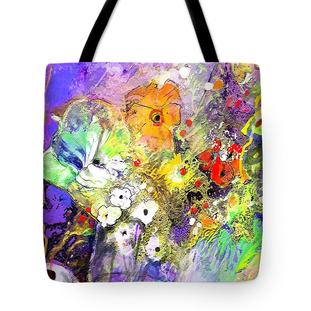 Still Life Tote Bag featuring the painting Wild Flowers Bouquet 02 by Miki De Goodaboom