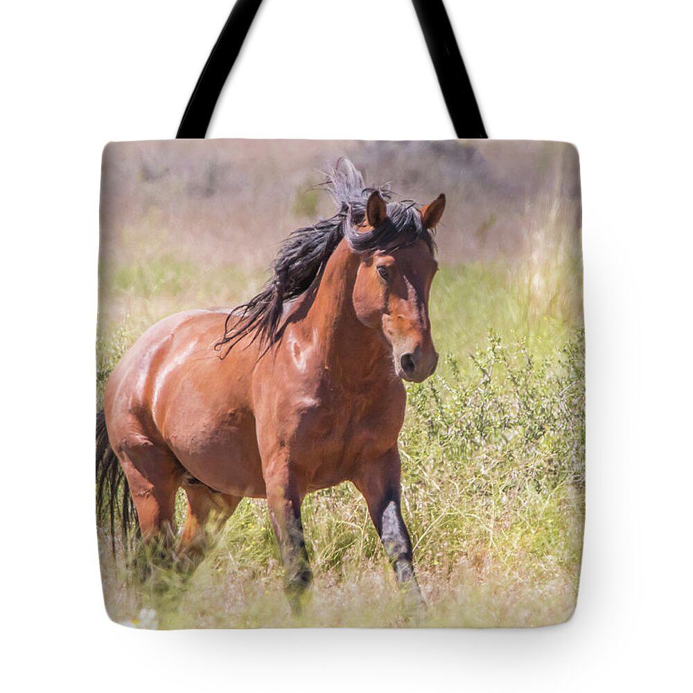 Nevada Tote Bag featuring the photograph Wild Horse Gallop by Marc Crumpler