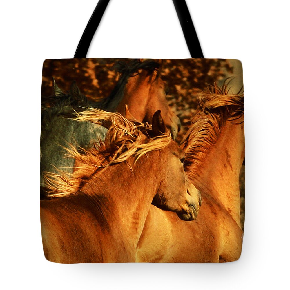 Horse Tote Bag featuring the photograph Wild Horses by Dimitar Hristov