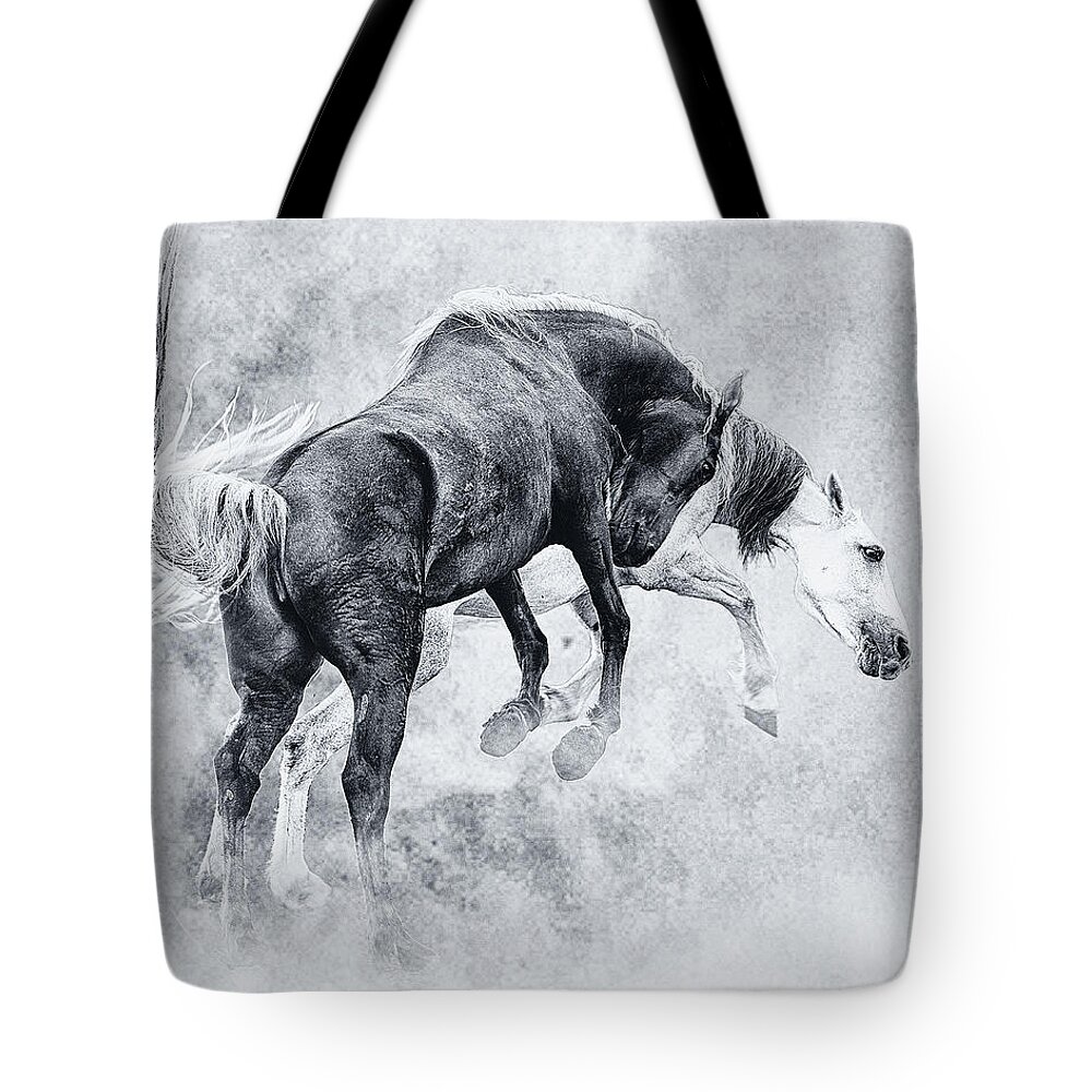 Equine Tote Bag featuring the photograph Wild Ones by Ron McGinnis
