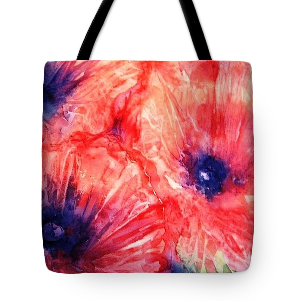 Poppies Tote Bag featuring the painting Wild Poppies by Trudi Doyle