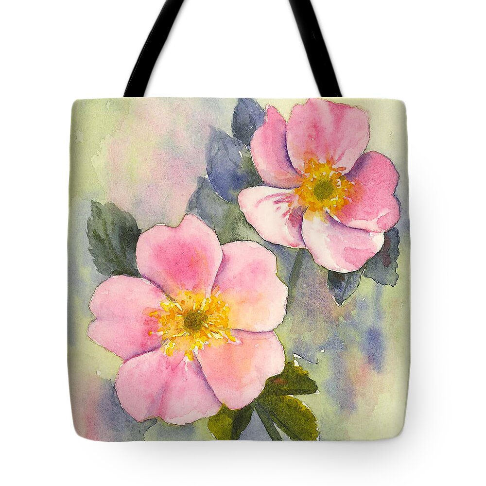 Flowers Tote Bag featuring the painting Wild Roses - Glacier by Marsha Karle