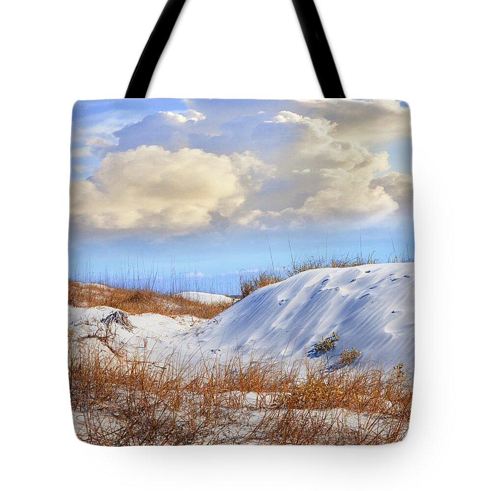 Clouds Tote Bag featuring the photograph Wild Sand Dunes by Debra and Dave Vanderlaan