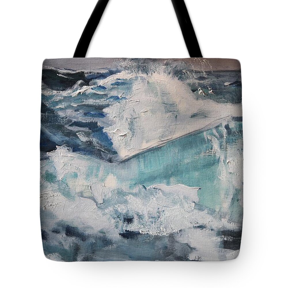 Sea Tote Bag featuring the painting Wild Waves by Christel Roelandt