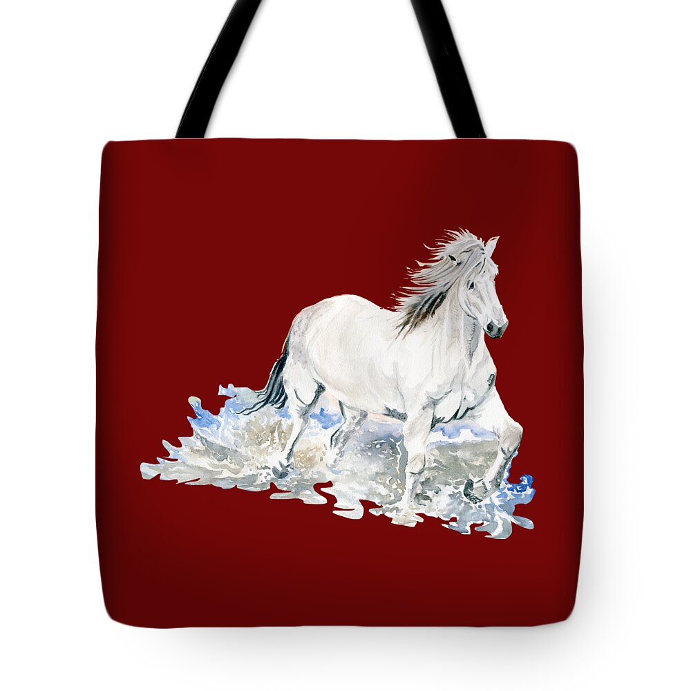 Wild White Horse Tote Bag featuring the painting Wild White Horse #1 by Melly Terpening