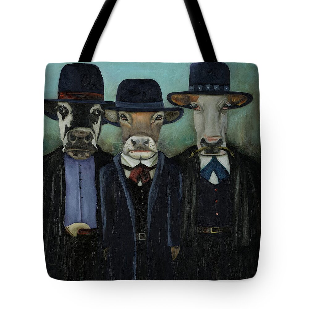 Wild West Tote Bag featuring the painting Real Cowboys 2 Wild Wild West by Leah Saulnier The Painting Maniac