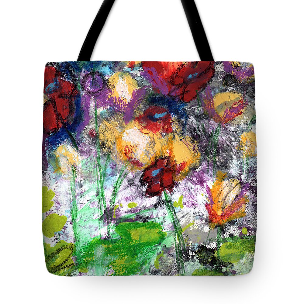 Abstract Tote Bag featuring the painting Wildest Flowers- Art by Linda Woods by Linda Woods