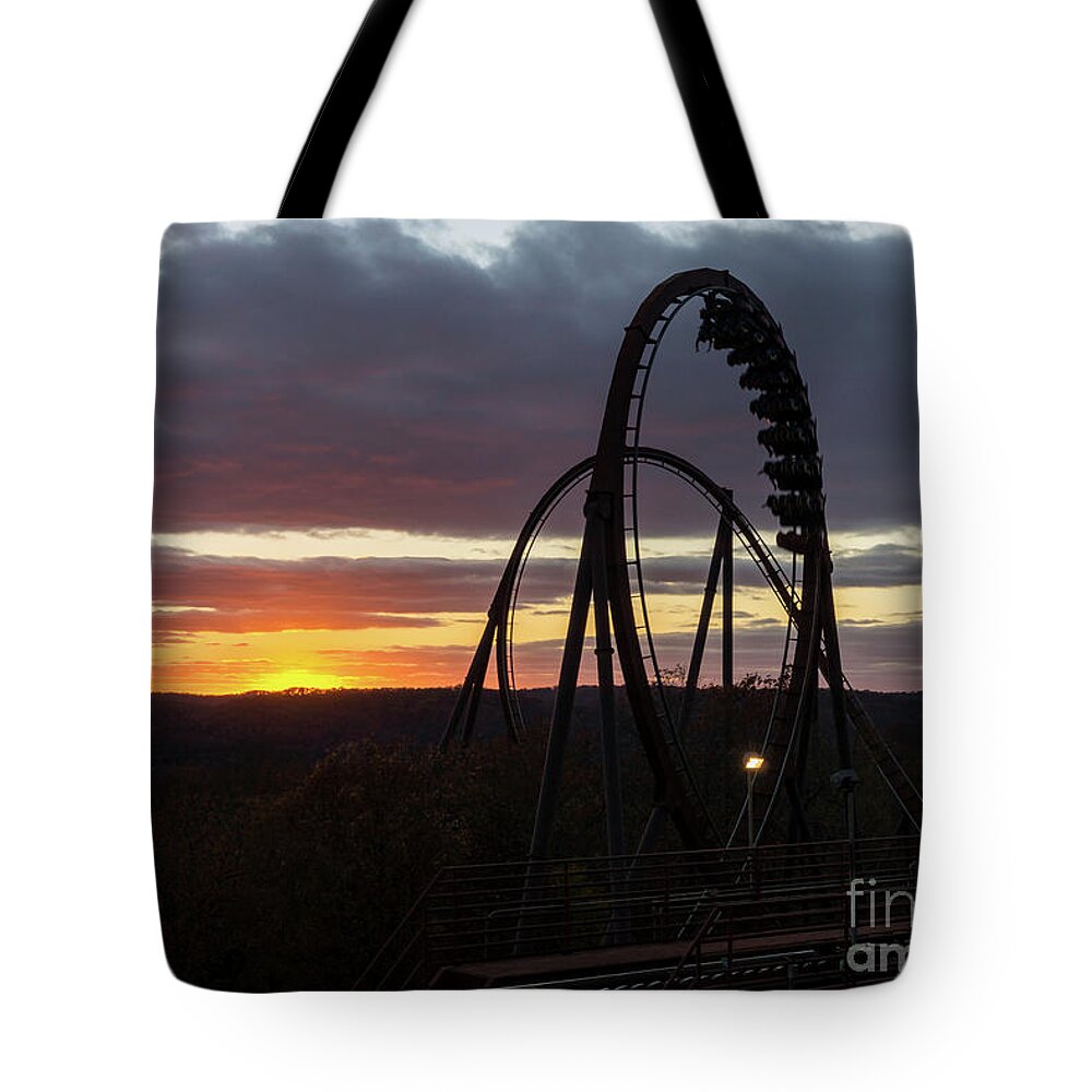 Roller Coaster Tote Bag featuring the photograph Wildfire Sunset by Jennifer White