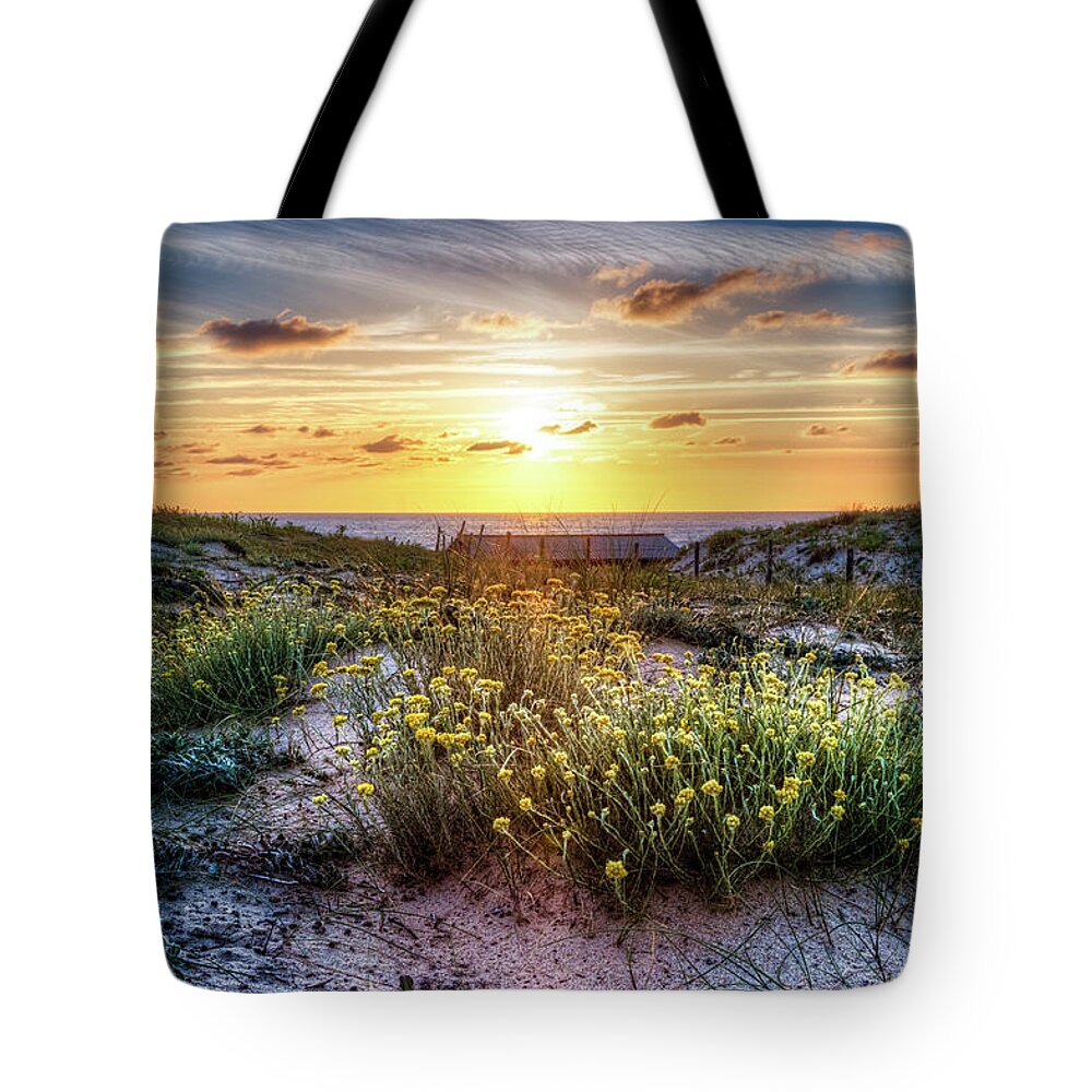 French Tote Bag featuring the photograph Wildflowers on the Sand Dunes by Debra and Dave Vanderlaan