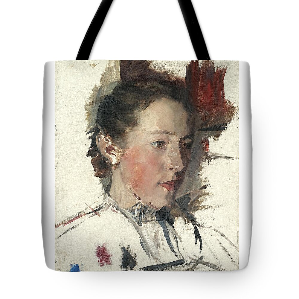 Girl Tote Bag featuring the painting Wilhelm Leibl 1844 - 1900 GERMAN BAUERNMADCHEN FARM GIRL by Wilhelm Leibl