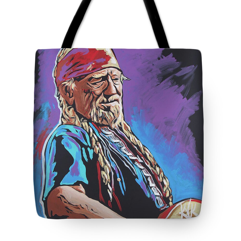 Willie Nelson Tote Bag featuring the painting Willie Nelson by Katia Von Kral