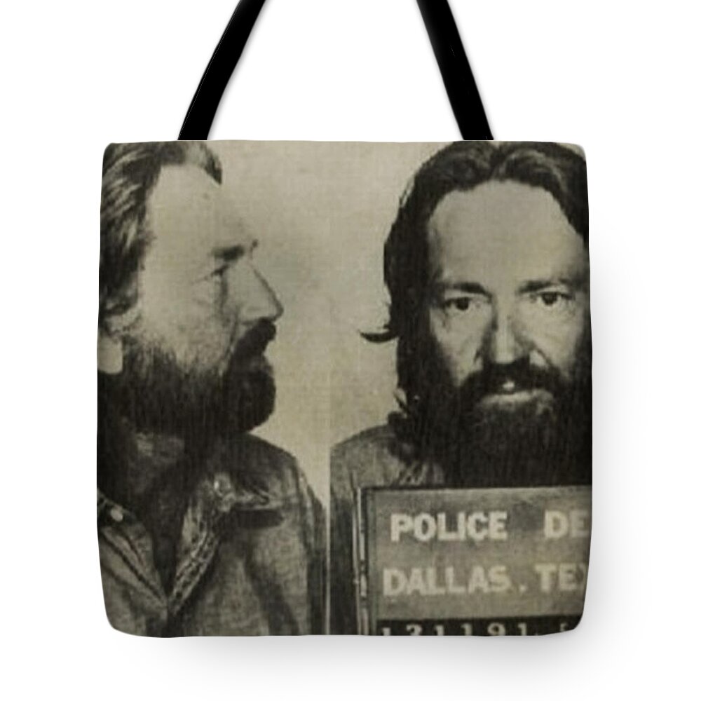 Willie Nelson Tote Bag featuring the painting Willie Nelson Mug Shot Horizontal Sepia by Tony Rubino