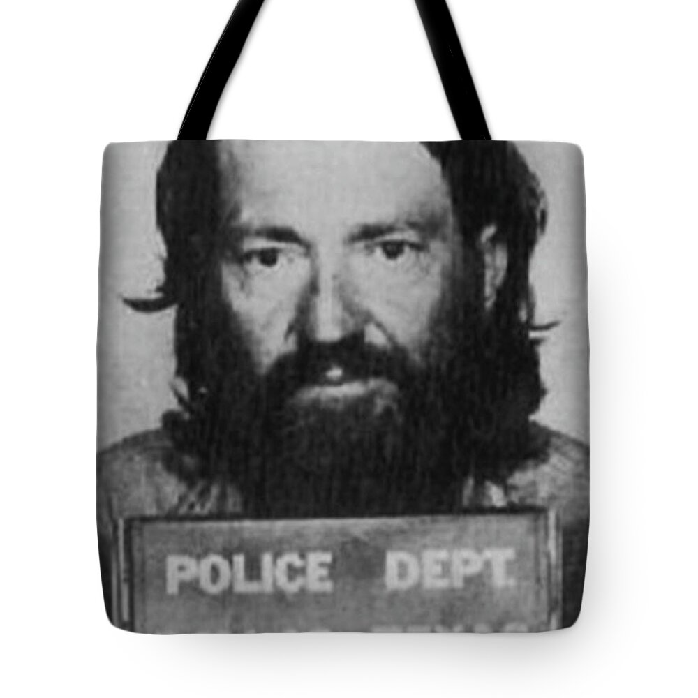 Willie Nelson Tote Bag featuring the painting Willie Nelson Mug Shot Vertical Black and White by Tony Rubino
