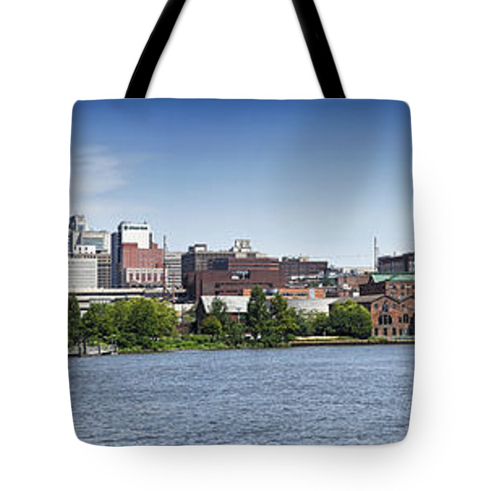 wilmington Delaware Tote Bag featuring the photograph Wilmington Skyline Panorama - Delaware by Brendan Reals