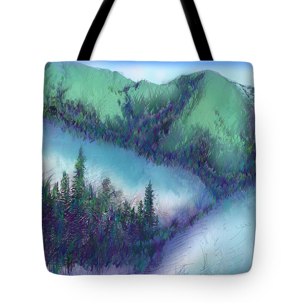 Wilmore Tote Bag featuring the mixed media Wilmore Wilderness Area by Shirley Heyn