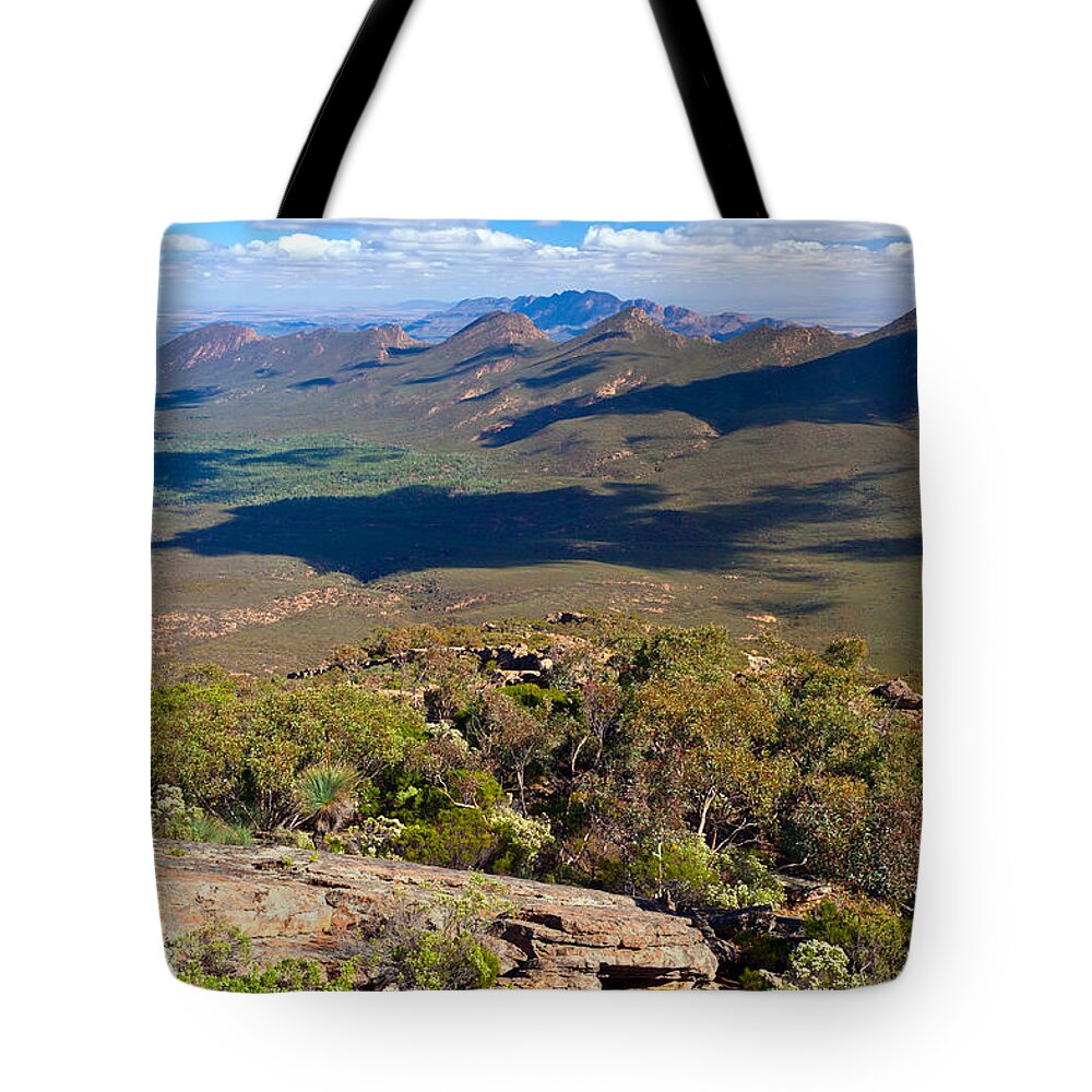Wilpena Pound Elder Range Flinders Ranges South Australia Australian Landscape Landscapes Outback Tote Bag featuring the photograph Wilpena Pound with the Elder Range in the background by Bill Robinson