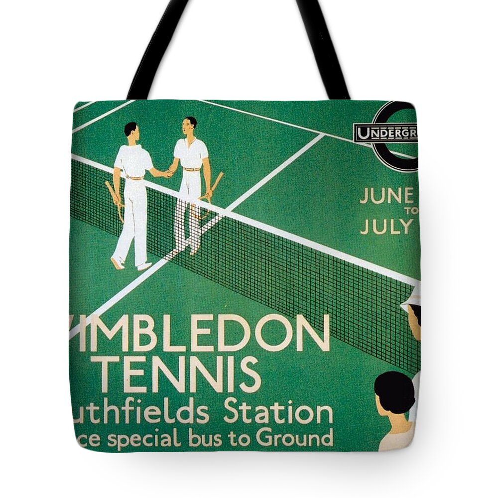 Wimbledon Tote Bag featuring the mixed media Wimbledon Tennis Southfield Station - London Underground - Retro travel Poster - Vintage Poster by Studio Grafiikka