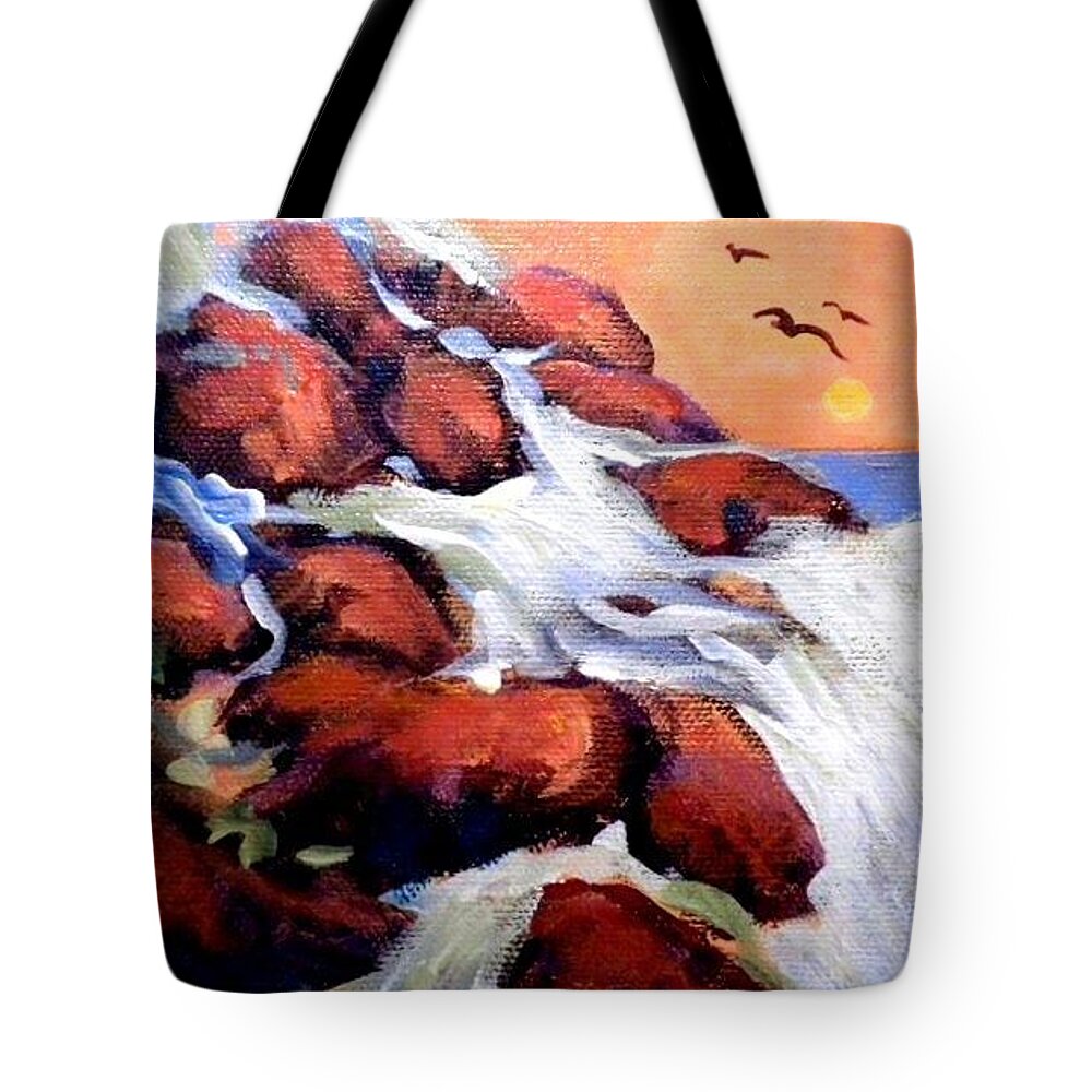 Wind And Water Tote Bag featuring the painting Wind and Water by Caroline Patrick