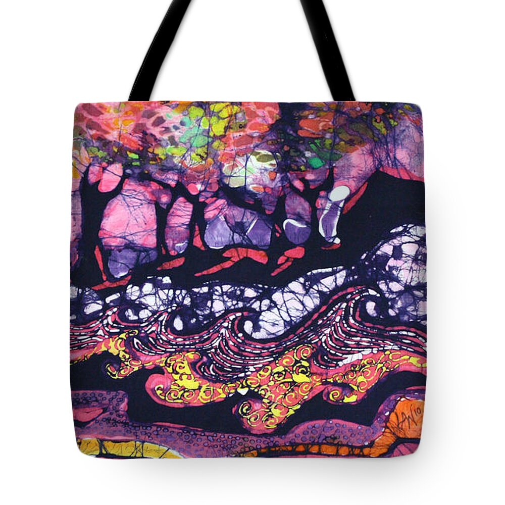 Wind Tote Bag featuring the tapestry - textile Wind and Waves by Carol Law Conklin