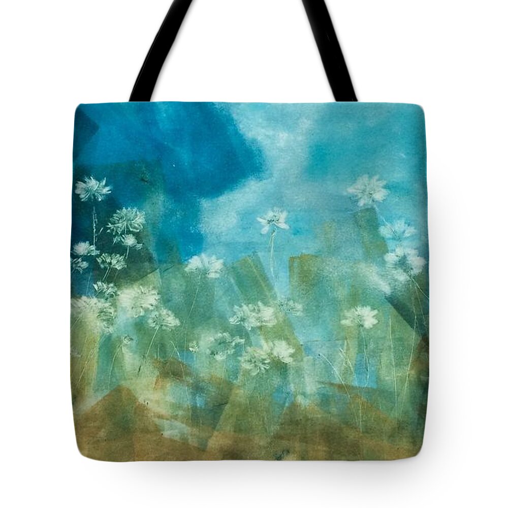 White Flowers Tote Bag featuring the painting Windflowers by Deb Stroh-Larson