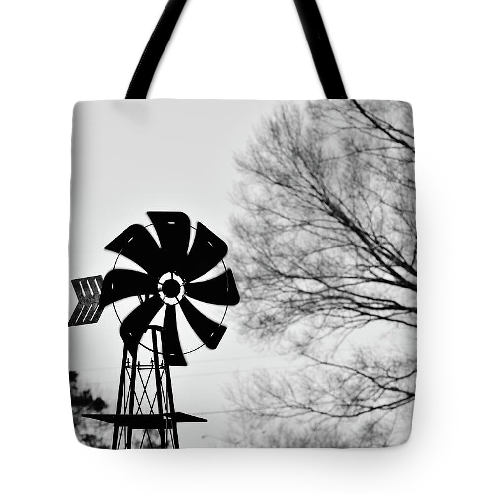 Windmill Tote Bag featuring the photograph Windmill on the Farm by Nicole Lloyd