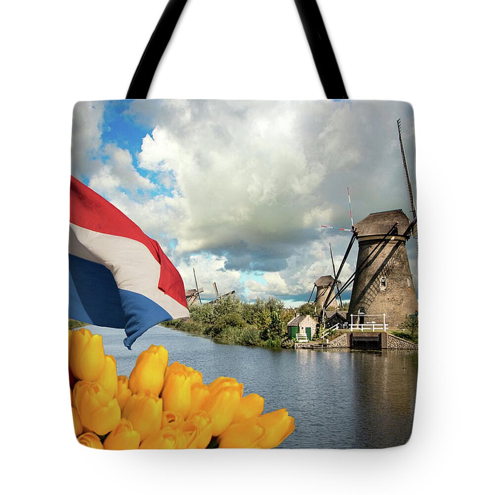 Windmill Tote Bag featuring the photograph Windmills of Kinderdijk the Netherlands by Adriana Zoon