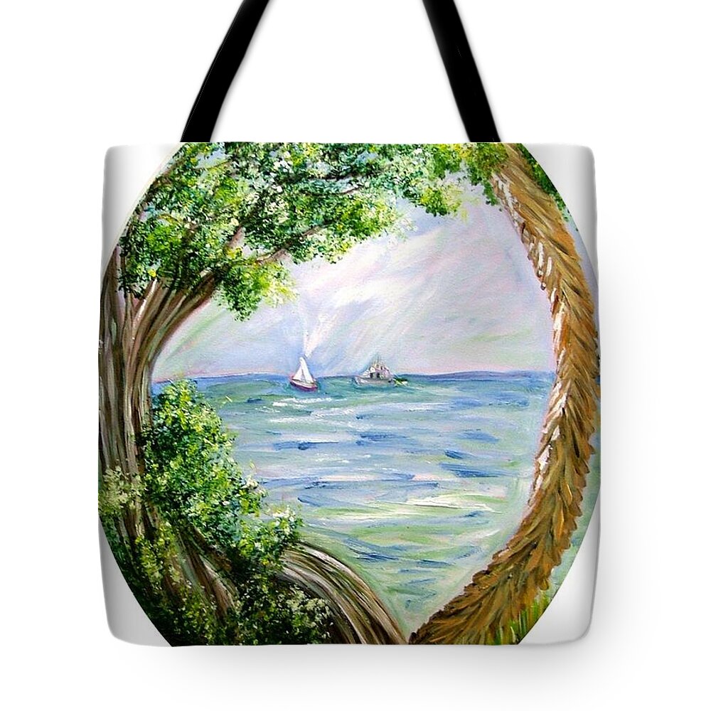 Sea Tote Bag featuring the painting Window by Carol Allen Anfinsen