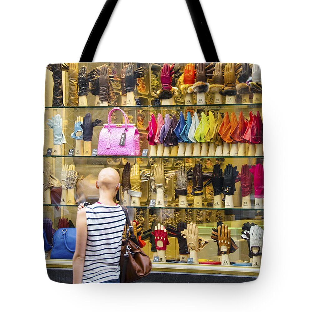 Places Tote Bag featuring the photograph Window Shopper by Pravine Chester