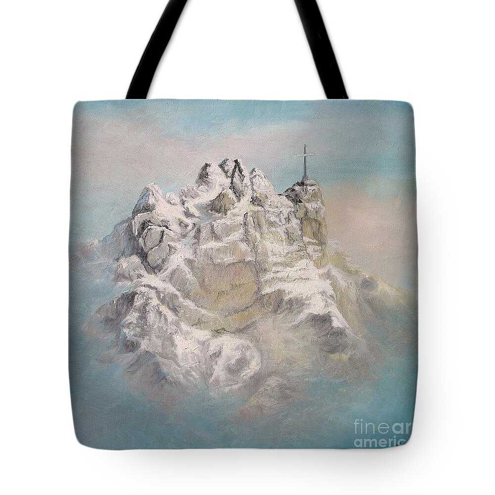 Window Tote Bag featuring the painting Window to sky by Sorin Apostolescu