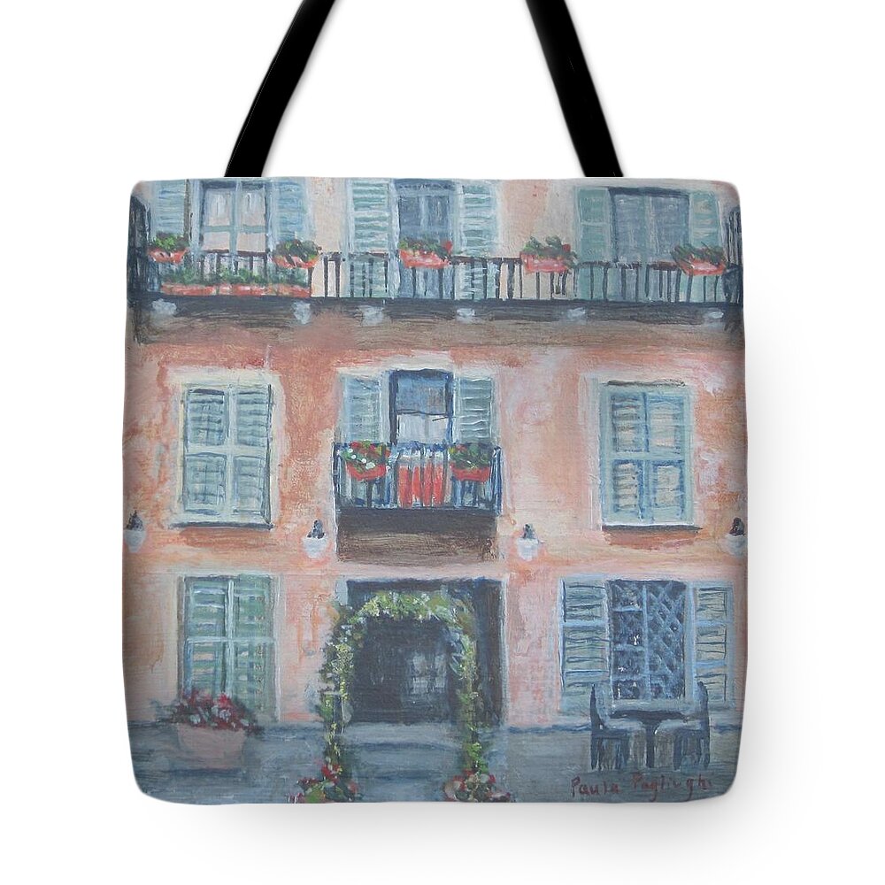 Miniature Painting Tote Bag featuring the painting Windows and Shutters by Paula Pagliughi