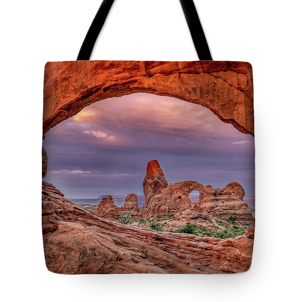 Arches Tote Bag featuring the photograph Windows at Sunrise by Michael Ash