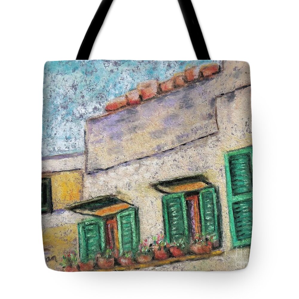 House Tote Bag featuring the painting Windows on a Sasso by Laurie Morgan