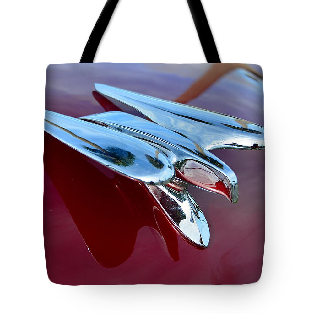 Windsor Deluxe Tote Bag featuring the photograph Windsor DeLuxe Hood Ornament by Ben Prepelka